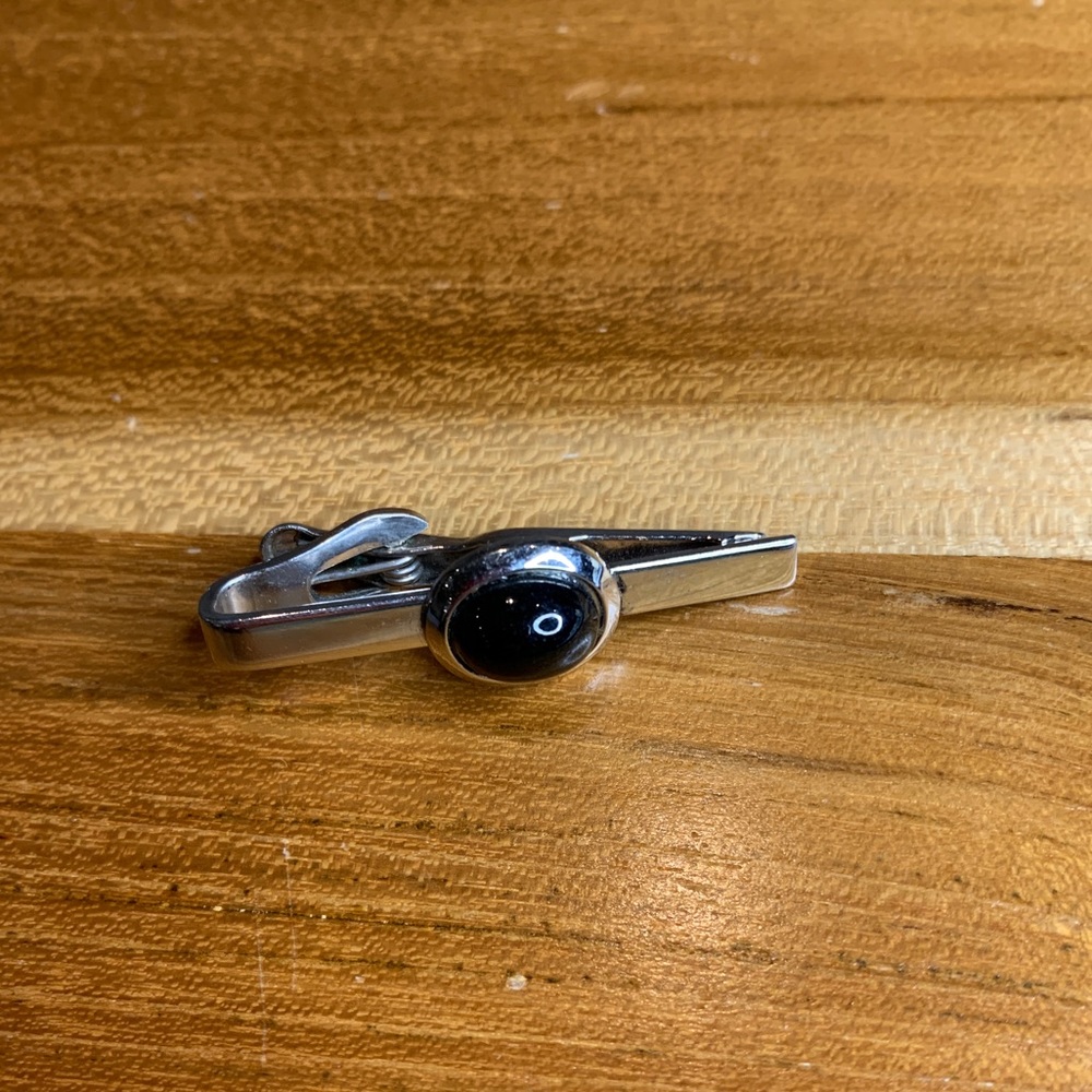 Opal and silver tie bar